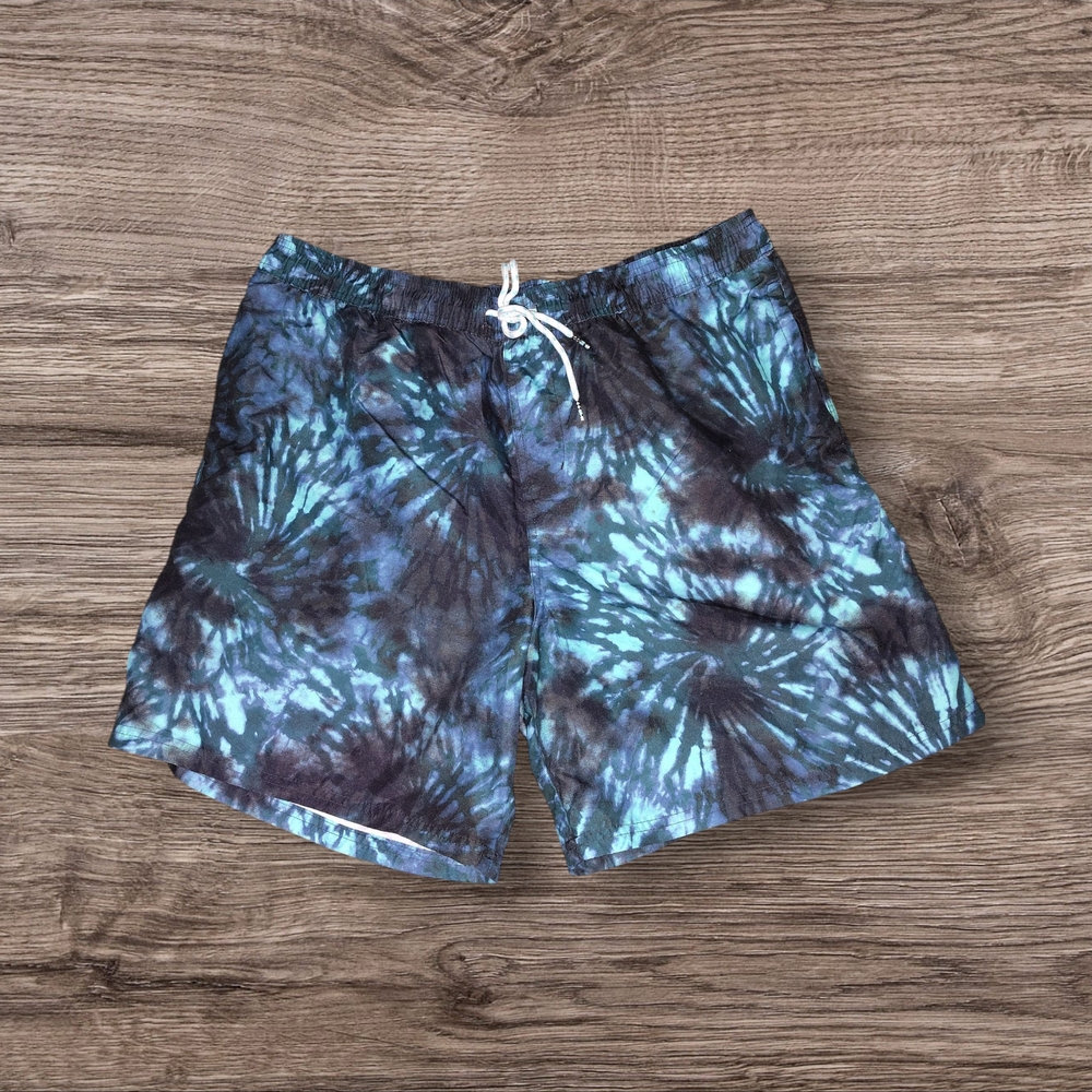 Original Use Black and Blue Tie-Dye Swim Trunks